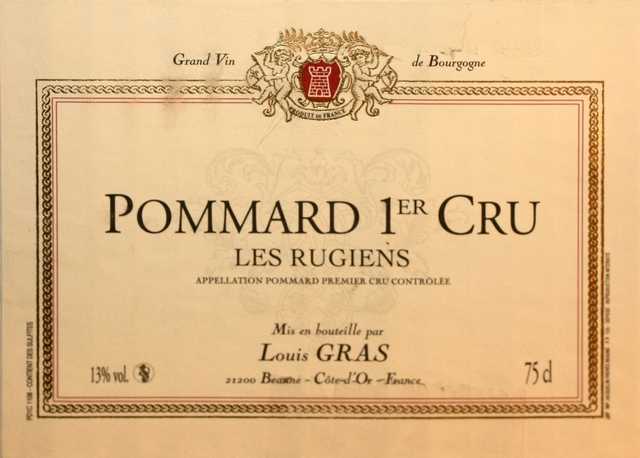 12 BOUTEILLES, POMMARD 1ER CRU "LES RUGIENS", BERNARD GRAS, 2004.