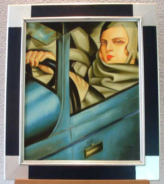 M. RISPALI. FEMME AU VOLANT. HUILE SUR TOILE SIGNEE EN BAS A DROITE. 61 X 50 CM.