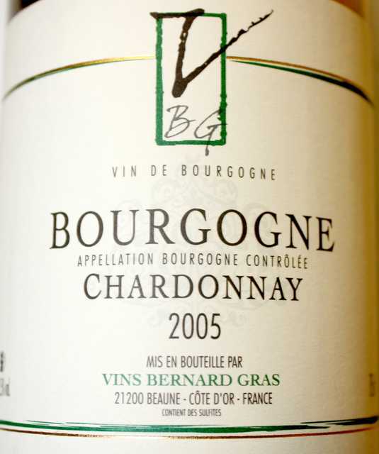 12 BOUTEILLES DE BOURGOGNE CHARDONNAY, CEPAGE 100% BLANC, 2005, BERNARD GRAS.