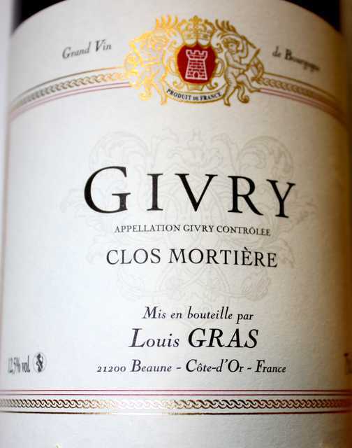 12 BOUTEILLES DE GIVRY "CLOS DE MORTIERES", LOUIS GRAS, 2004.