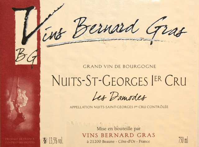 6 BOUTEILLES, NUITS SAINT GEORGES 1ER CRU "LES DAMADES", BERNARD GRAS, 2004.