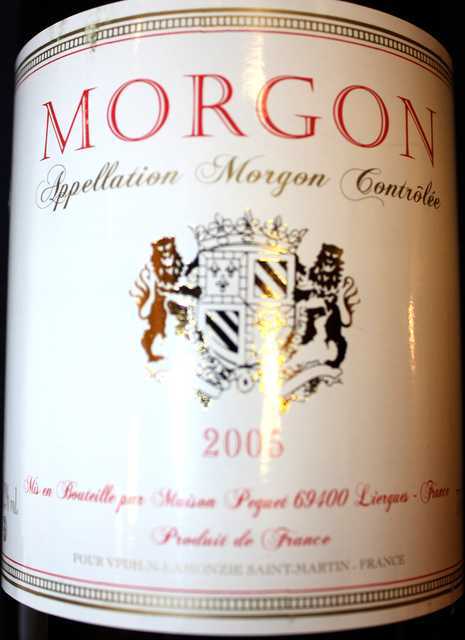 6 BOUTEILLES MORGON, ROUGE 2005.