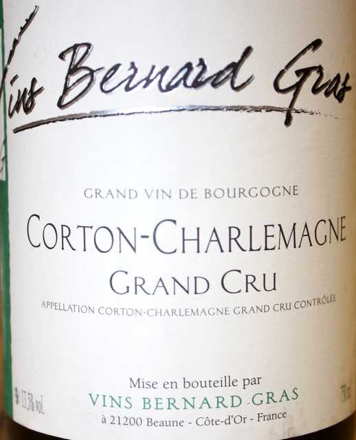 6 BOUTEILLES DE CORTON CHARLEMAGNE GRAND CRU, BLANC, BERNARD GRAS, 2004. CAISSE CARTON.