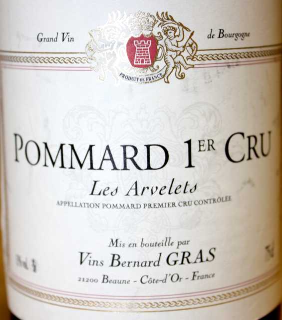 6 BOUTEILLES DE POMMARD 1ER CRU "LES ARVELETS", BERNARD GRAS, 2004. CAISSE CARTON.