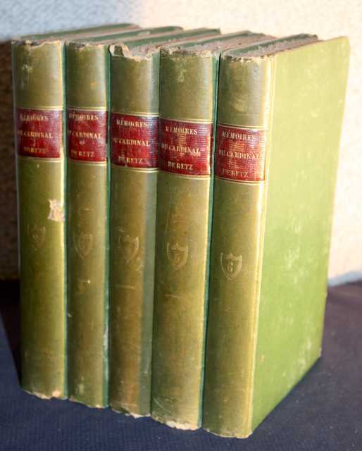 LOT DE 5 OUVRAGES COMPRENANT : LES TOMES 2, 3, 4, 5, 6 DES MEMOIRES DU CARDINAL DE RETZ PAR GUY-JOLI ET LA DUCHESSE DE NEMOURS, PARIS, 1817, CHEZ LEDOUX ET TENRE.