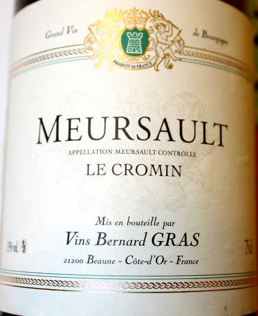 6 BOUTEILLES, DOMAINE BERNARD GRAS, MEURSAULT "LE CROMIN", 2005.