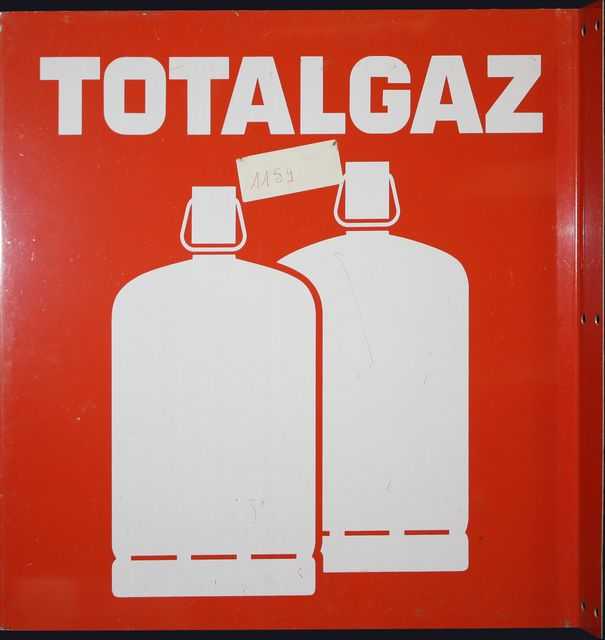 PLAQUE EN TOLE PEINTE "TOTALGAZ" ORANGE.