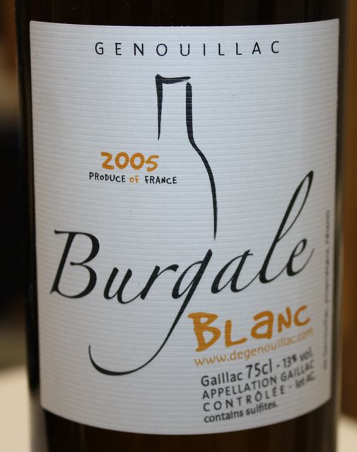 6 BOUTEILLES DE BURGALE, 2005. (BLANC).