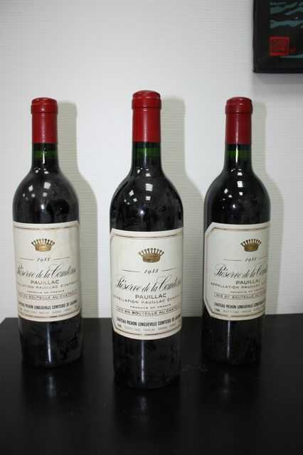 3 BOUTEILLES RESERVE DE LA COMTESSE, PAUILLAC, 1988.