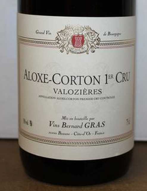 6 BOUTEILLES D'ALOXE CORTON 1ER CRU LES VALOZIERES, DOMAINE LOUIS GRAS, 2005.