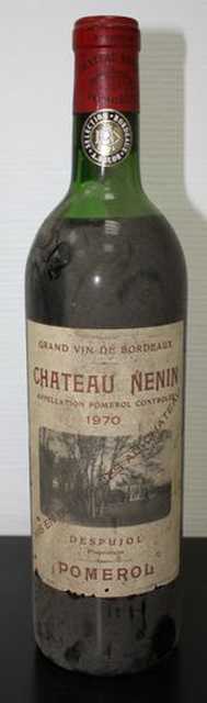 1 BOUTEILLE DE CHATEAU NENIN, POMEROL, 1970. NIVEAU BAS.