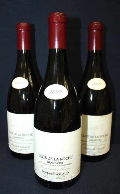 3 BOUTEILLES DE CLOS DE LA ROCHE GRAND CRU DOMAINE ARLAUD 2002.