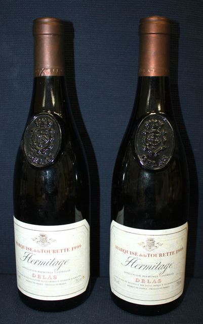 2 BOUTEILLES D'HERMITAGE MARQUISE DE LA TOURETTE DOMAINE DELAS 1999.