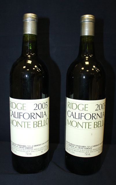 2 BOUTEILLES DE RIDGE MONTEBELLO 2005.