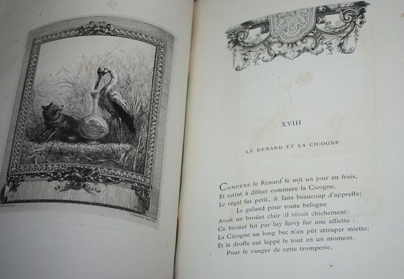 FABLES DE LA FONTAINE. EDITION ILLUSTREE DE 75 PLANCHES A L'EAU-FORTE PAR A. DELIERRE. PARIS, A. QUANTIN EDITEUR. 1883. TOMES 1ER ET SECOND.