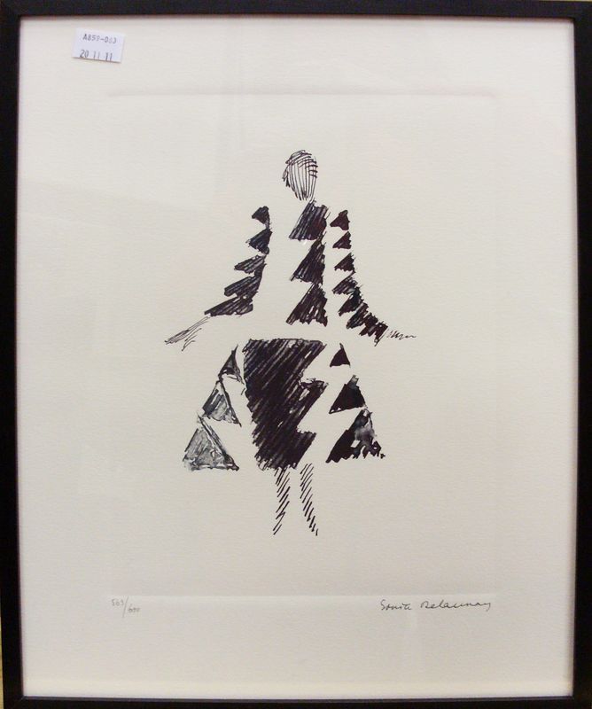 SONIA DELAUNAY (1885-1979). COSTUME FEMININ. LITHOGRAPHIE NUMEROTEE 569/600. DIM: 28 X 20 CM.