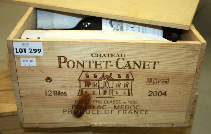 10 BOUTEILLES DE CHATEAU PONTET CANET. 5EME GRAND CRU CLASSE. PAUILLAC. 2004. CAISSE BOIS D'ORIGINE.