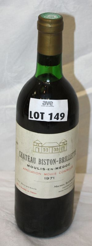 1 BOUTEILLE DE CHATEAU BISTON BRILLETTE MOULIS. 1971.