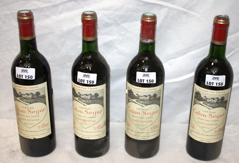 4 BOUTEILLES DE CHATEAU CALON SEGUR 3EME GRAND CRU CLASSE SAINT ESTEPHE. 1986.