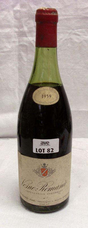 1 BOUTEILLE VOSNE ROMANEE 1959 BROSSARD AINE. NIVEAU 5,5 CM SOUS LE BOUCHON.