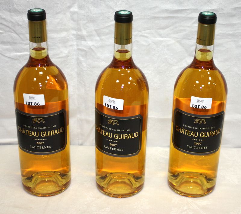 3 MAGNUMS CHATEAU GUIRAUD 2007 1ER GRAND CRU CLASSE SAUTERNES.