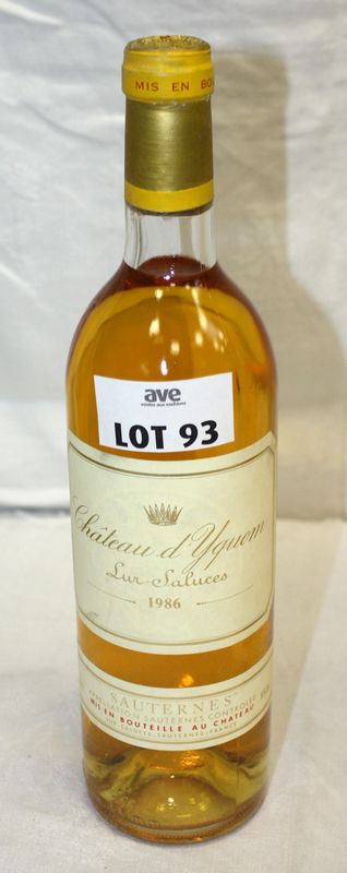 1 BOUTEILLE CHATEAU D'YQUEM 1986 1ER GRAND CRU CLASSE SUPERIEUR SAUTERNES.