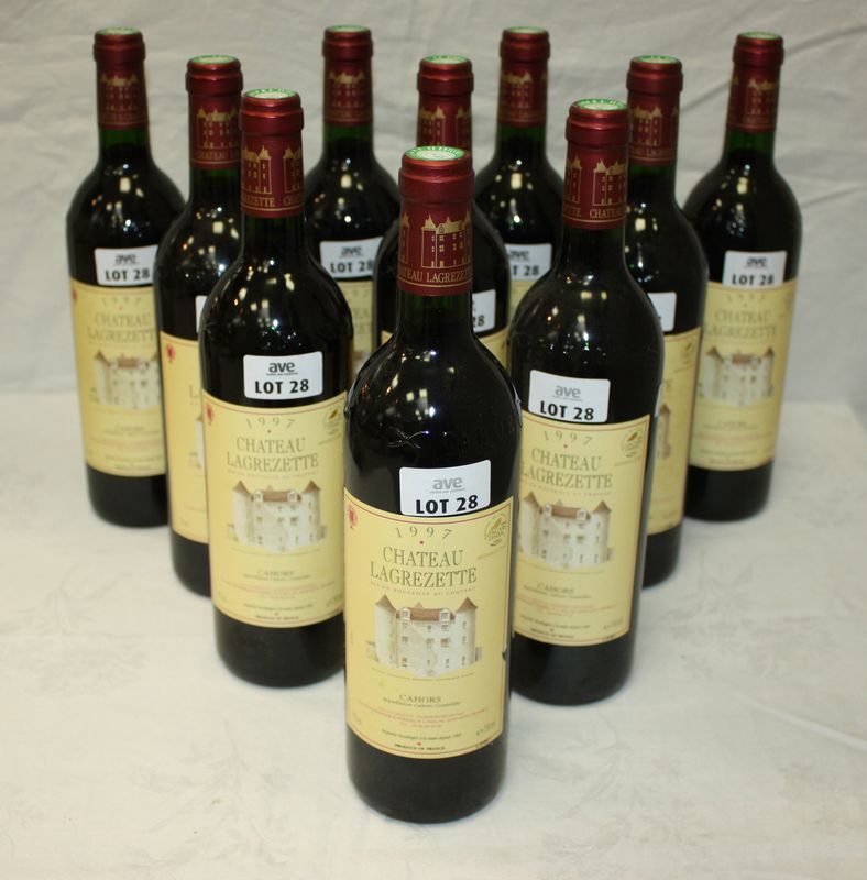 10 BOUTEILLES CAHORS CHATEAU LAGREZETTE 1997 ROUGE.