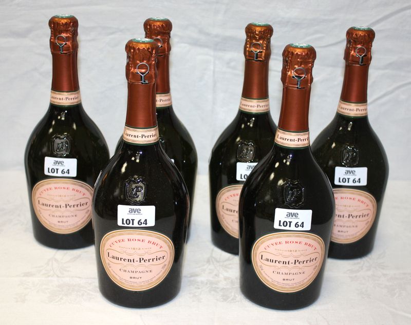 6 BOUTEILLES CHAMPAGNE LAURENT PERRIER ROSE NON MILLESIME.