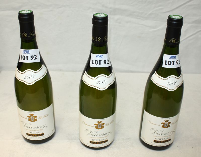 3 BOUTEILLES VOUVRAY CLOS NAUDIN MOELLEUX 2008 DOMAINE FOREAU.