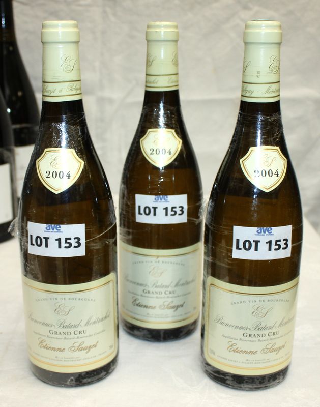 3 BOUTEILLES BIENVENUES BATARD MONTRACHET GRAND CRU 2004 DOMAINE ETIENNE SAUZET.