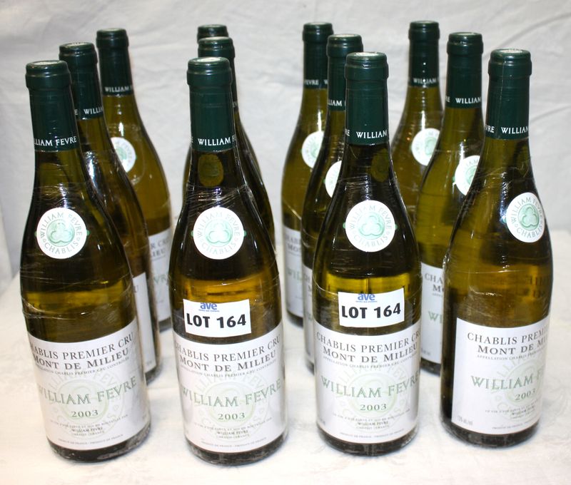 12 BOUTEILLES CHABLIS 1ER CRU MONT DE MILIEU 2003 DOMAINE WILLIAM FEVRE.