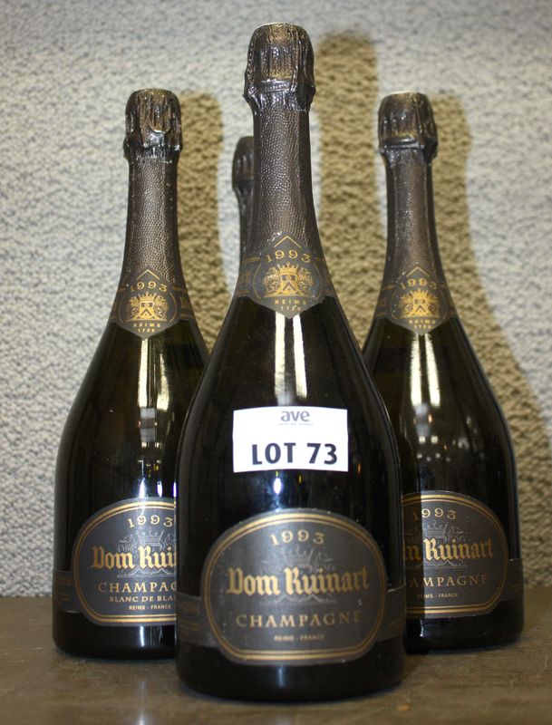 4 BOUTEILLES CHAMPAGNE DOM RUINART 1993.