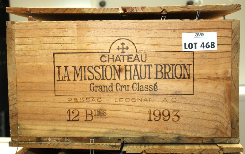 10 BOUTEILLES CHATEAU LA MISSION HAUT BRION 1993 CRU CLASSE GRAVES.