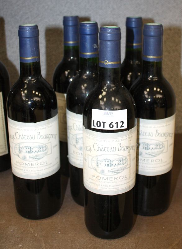 6 BOUTEILLES VIEUX CHATEAU BOURGNEUF 1990 POMEROL.