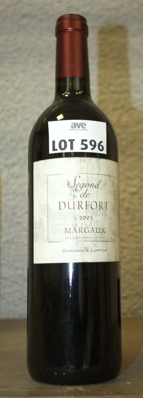1 BOUTEILLE SEGOND DE DURFORT 2003 MARGAUX.