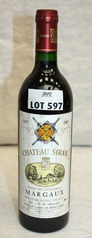 1 BOUTEILLE CHATEAU SIRAN 1987 CRU BOURGEOIS MARGAUX.