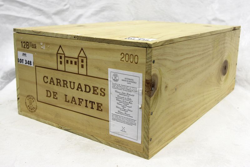 12 BOUTEILLES CARRUADES DE LAFITE 2000 PAUILLAC CAISSE BOIS D ORIGINE