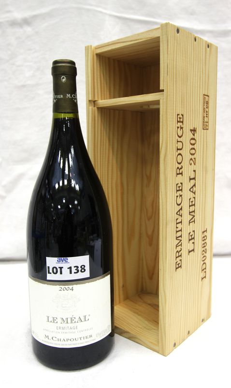 1 MAGNUM ERMITAGE LE MEAL 2004 DOMAINE CHAPOUTIER ROUGE CAISSE BOIS D'ORIGINE TVA INCLUSE ET RECUPERABLE POUR LES ASSUJETTIS.