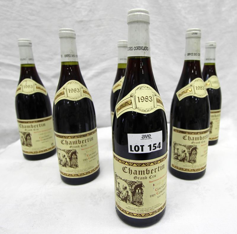 6 BOUTEILLES CHAMBERTIN GRAND CRU 1983 CAVE DES CORDELIERS.