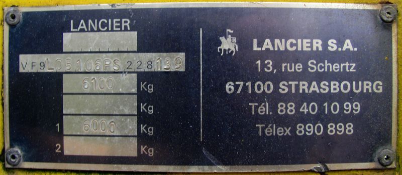 REMORQUE PORTE TOURET LANCIER L5 6000 KG 1993