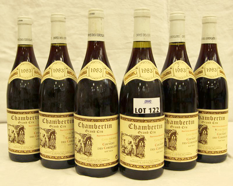 6 BOUTEILLES CHAMBERTIN GRAND CRU 1983 CAVE DES CORDELIERS.