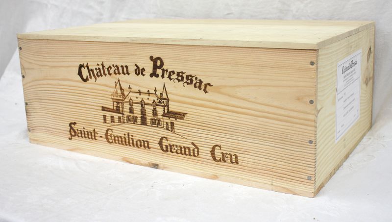 12 BOUTEILLES CHATEAU DE PRESSAC 2008 GRAND CRU SAINT EMILION EN CAISSE BOIS D’ORIGINE.