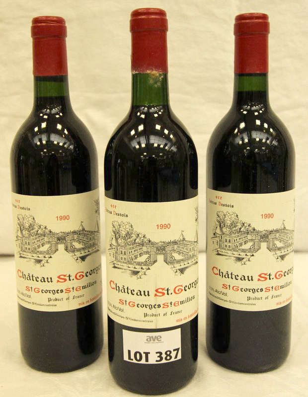 3 BOUTEILLES CHATEAU SAINT GEORGES 1990 SAINT GEORGES SAINT EMILION.