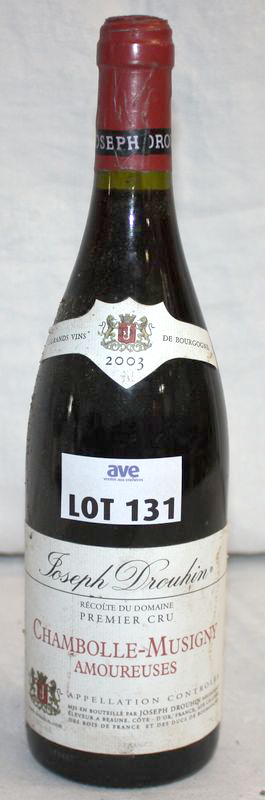 1 BOUTEILLE CHAMBOLLE MUSIGNY LES AMOUREUSES 1ER CRU 2003 DOMAINE DROUHIN.