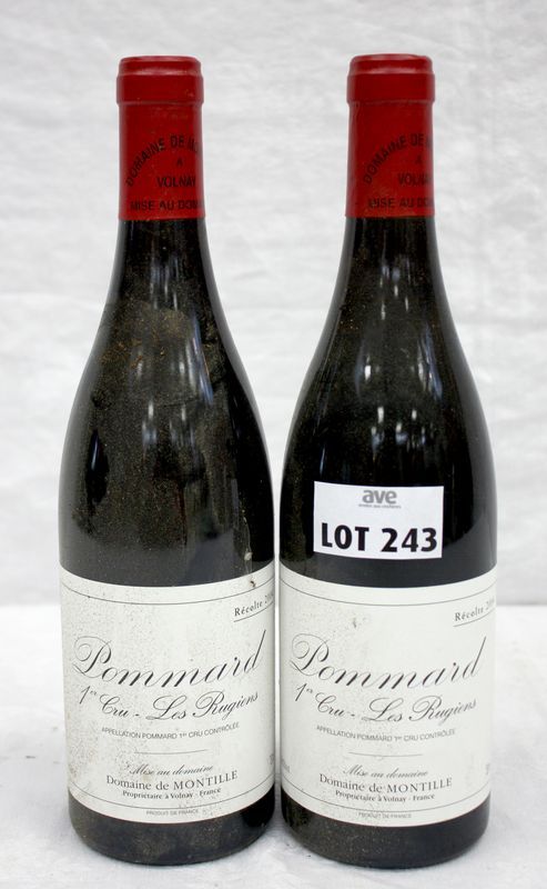 2 BOUTEILLES POMMARD 1ER CRU LES RUGIENS 2004 DOMAINE DE MONTILLE.