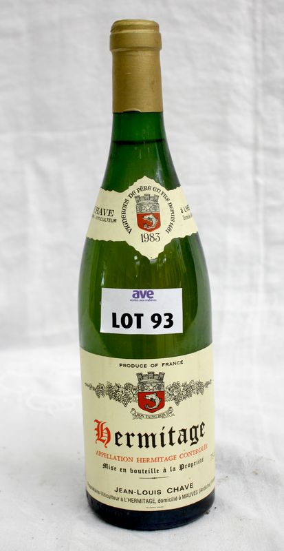 1 BOUTEILLE  HERMITAGE BLANC 1983 DOMAINE JEAN-LOUIS CHAVE.