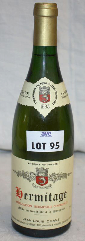 1 BOUTEILLE  HERMITAGE BLANC 1983 DOMAINE JEAN-LOUIS CHAVE.