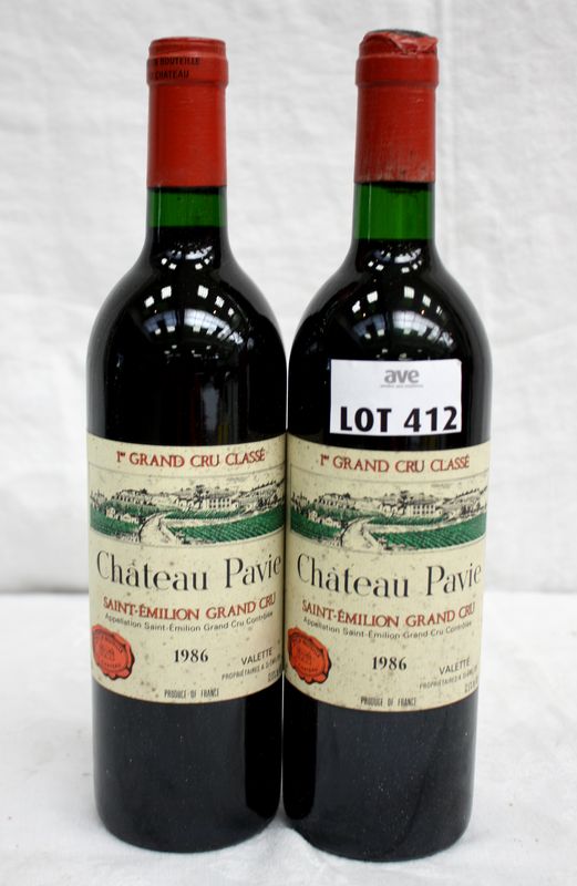 2 BOUTEILLES CHATEAU PAVIE 1986 1ER GRAND CRU CLASSE B SAINT EMILION.