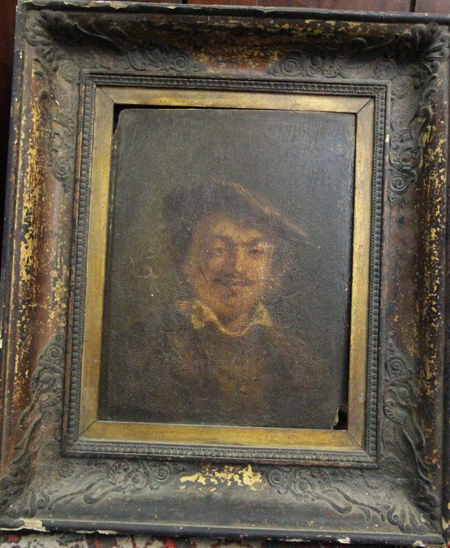 D'après Rembrandt. Autoportrait de l'artiste. Huile sur panneau
