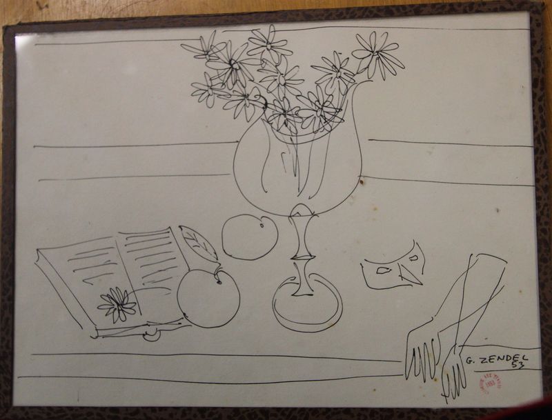 Gabriel Zendel - Nature morte - Signée en bas à droite - Cachet Kermesse aux étoiles 1953